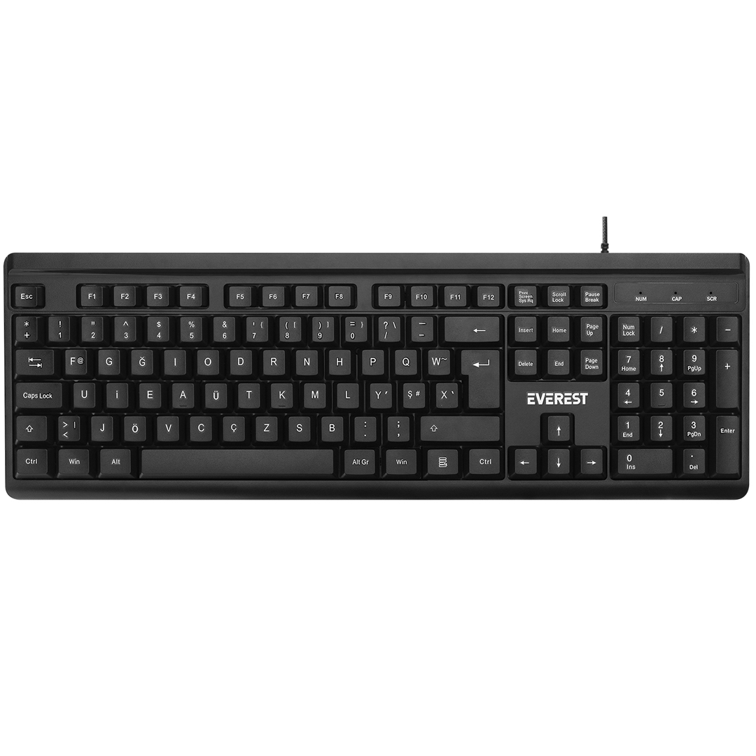 M2535-EVEREST KB-741F SİYAH/GRİ 2MT BAKIR KABLOLU MULTİMEDIA USB TAMAMEN TÜRKÇE F KLAVYE